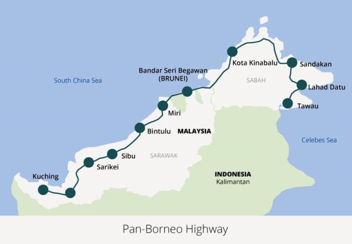 Sepanjang 2083km (bahagian Malaysia sahaja, tidak mengira bahagian yang melalui Indonesia), ia 2x lebih panjang daripada Lebuh Raya Utara-Selatan. Imej dari sarawakenergynewsroom.com.