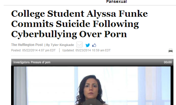 College Student Alyssa Funke Commits Suicide Following Cyberbullying Over Porn