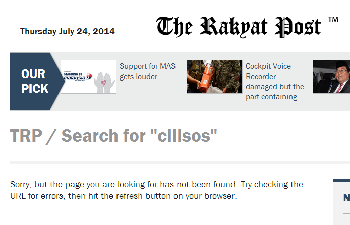 Search for  cilisos    The Rakyat Post 24.7.14