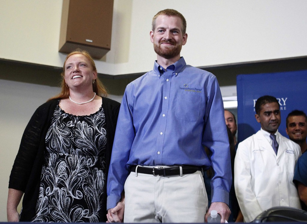Dr. Kent Brantly and his wife. He was one of the two doctors who were infected in Liberia. Look how healthy he looks now! Image from Time 
