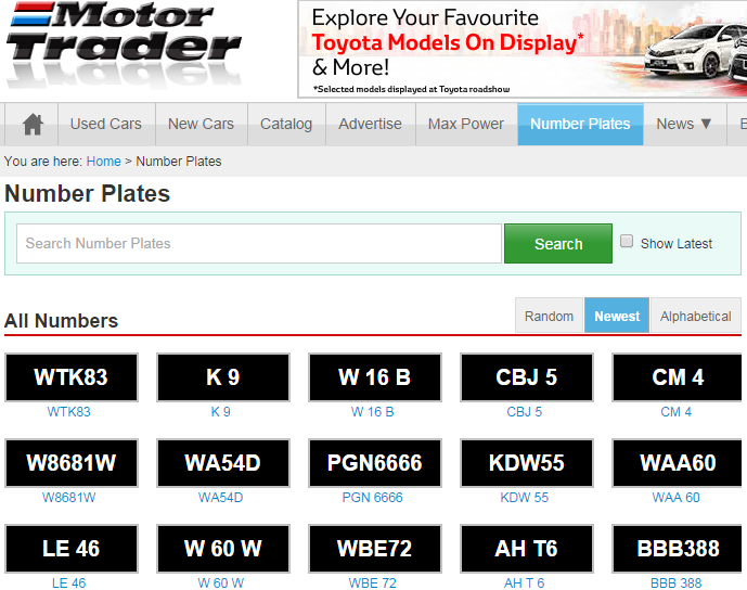 Motor Trader Find buy and sell special car plate numbers