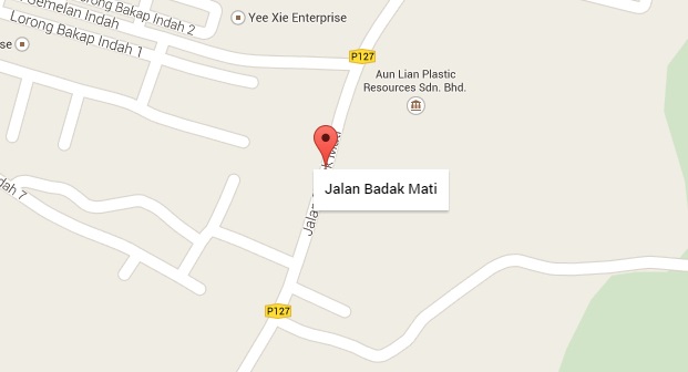 Jalan Badak Mati, Penang. Screen cap from Google Maps.