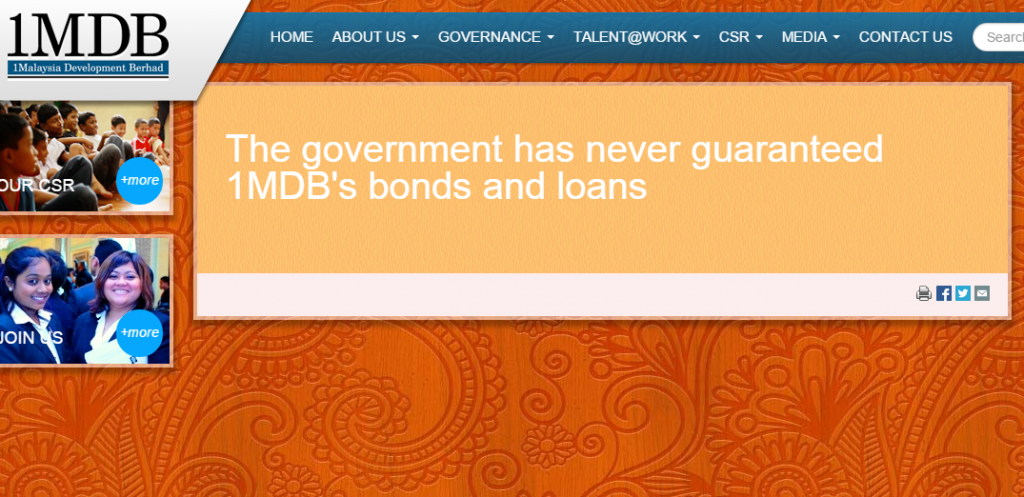 The government has never guaranteed 1MDB s bonds and loans 1MDB