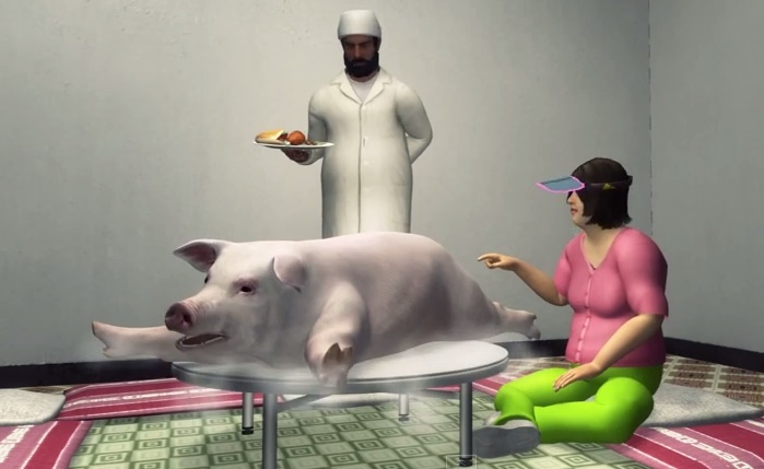 Pork in Muslim country. Image from YouTube.