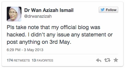 Wan Azizah blog hacked  admission to sex video fake   Astro Awani