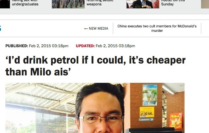I d drink petrol if I could  it s cheaper than Milo ais    The Rakyat Post   The Rakyat Post