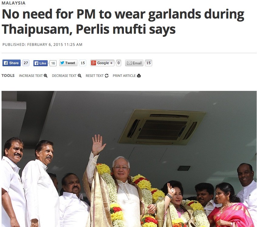 No need for PM to wear garlands during Thaipusam  Perlis mufti says   Malaysia   Malay Mail Online