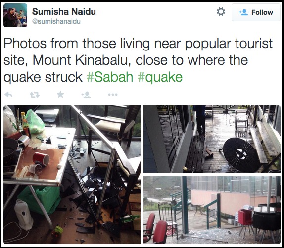 Sumisha Naidu on Twitter   Photos from those living near popular tourist site  Mount Kinabalu  close to where the quake struck  Sabah  quake http   t.co Ts5AAngg4a