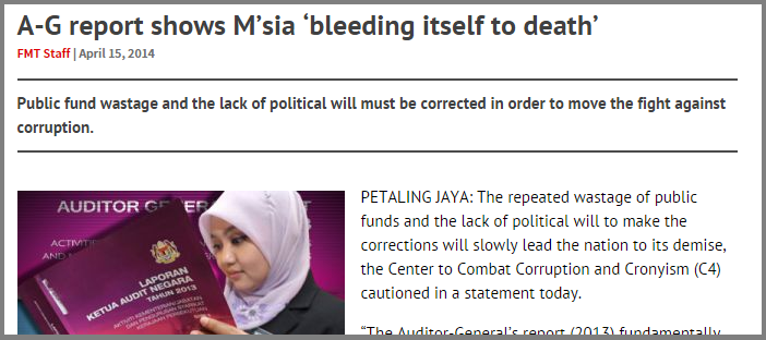 a-g report malaysia bleeding itself to death Screenshot from Free Malaysia Today