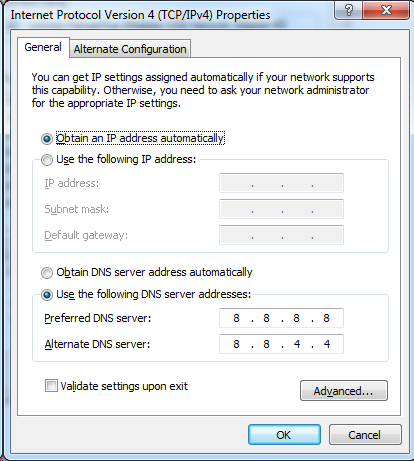 DNS settings Google PC