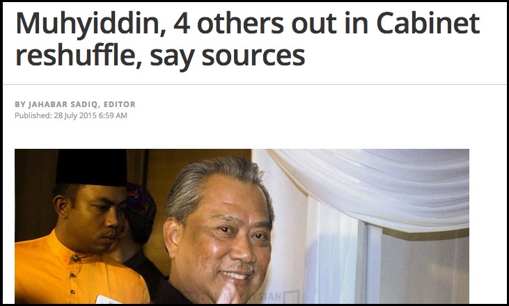 Muhyiddin  4 others out in Cabinet reshuffle  say sources   The Malaysian Insider