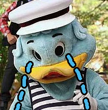 sad captain quack sunway lagoon mascot