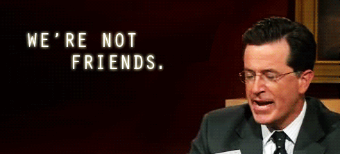we're not friends gif