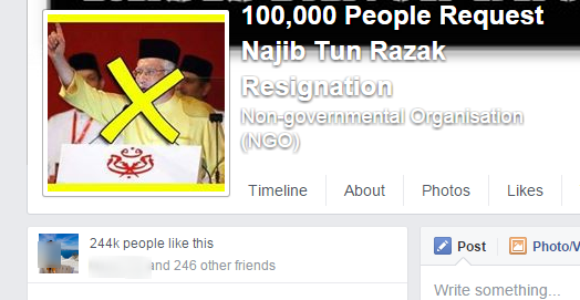 the 100k people asking for Najib's resignation has hit more than 244k members!