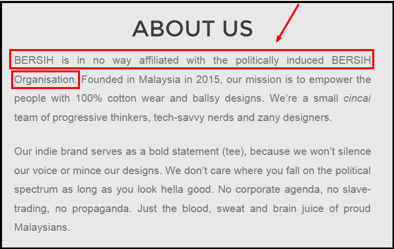 About Us   Bersih tshirts