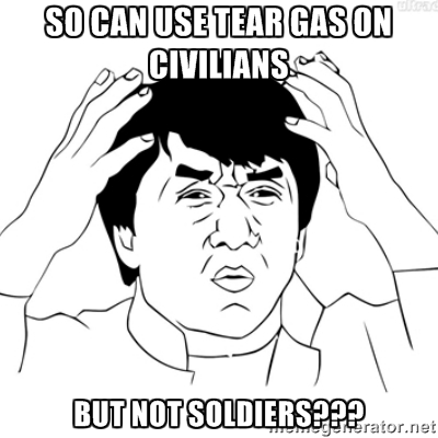 civilian soldier tear gas
