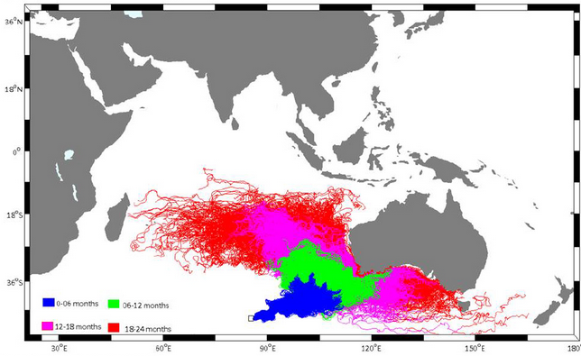 university western australia predicted pathway of mh370 debris