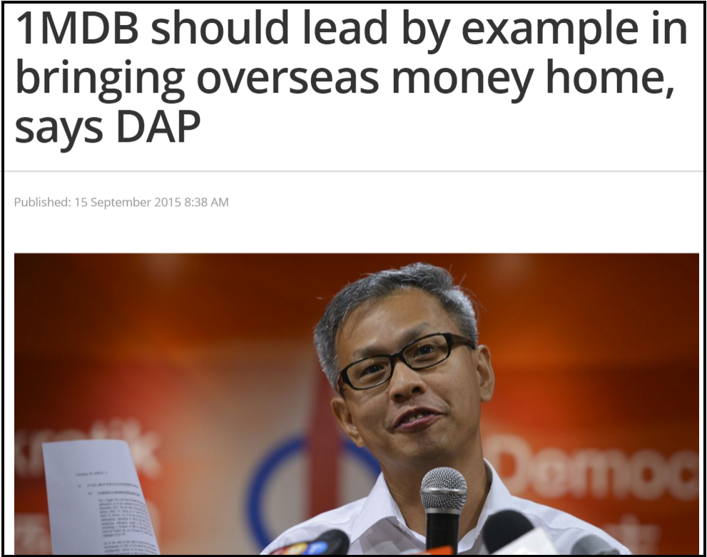 1MDB should lead by example in bringing overseas money home  says DAP   The Malaysian Insider