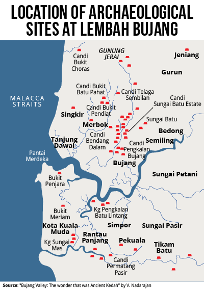 Map of Lembah Bujang. Image from The Malay Mail Online