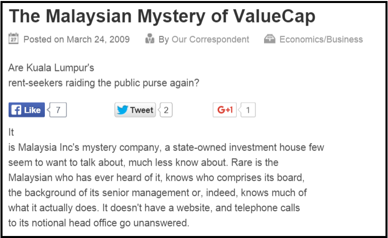 The Malaysian Mystery of ValueCap   Asia Sentinel   Asia Sentinel