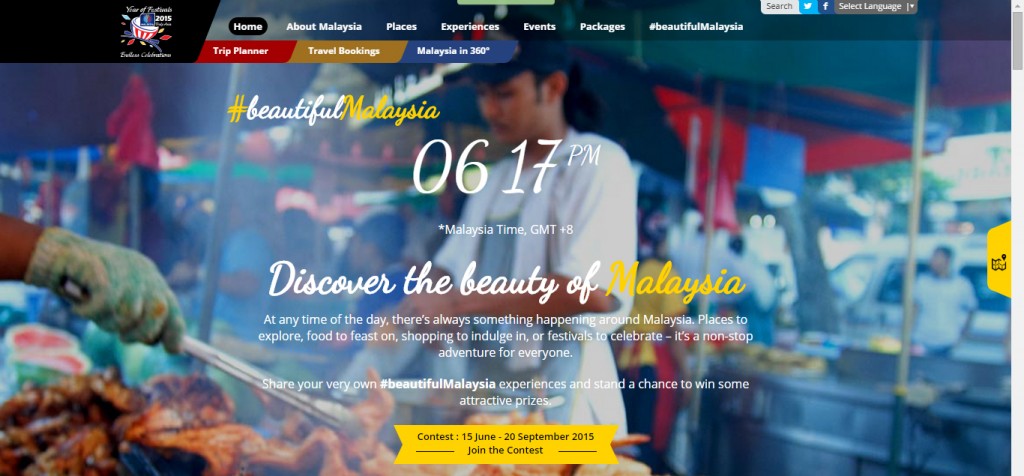 The offical website of Tourism Malaysia. Screencapped from tourism.gov.my