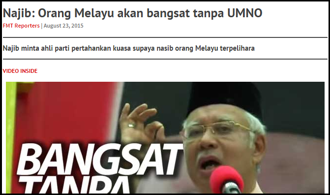 Najib  Orang Melayu akan bangsat tanpa UMNO   Free Malaysia Today