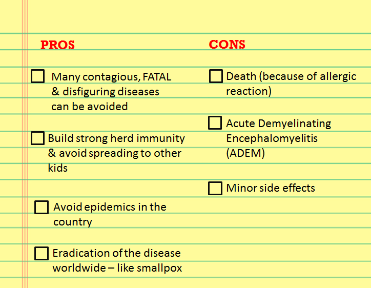 pros cons vaccination diseases