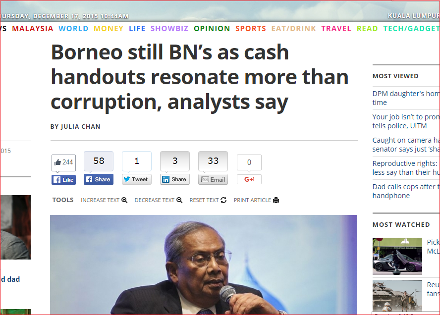 borneo BN cash handout Screengrab from The Malay Mail Online