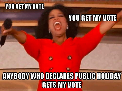 oprah winfrey vote public holiday