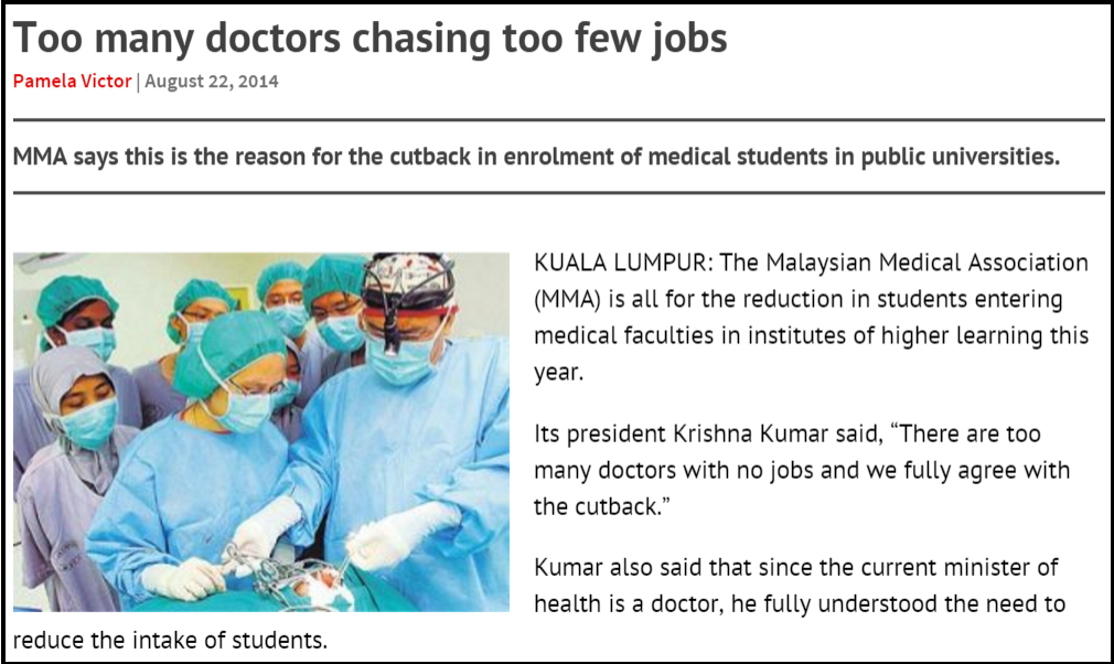 Too many doctors chasing too few jobs Free Malaysia Today