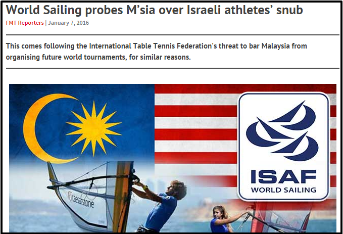 World Sailing probes M’sia over Israeli athletes’ snub Free Malaysia Today