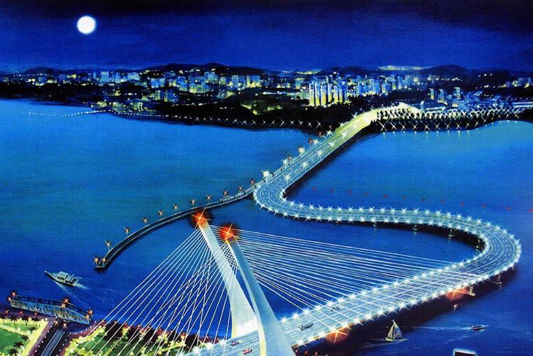 crooked bridge malaysia singapore mahathir najib. Image from Straits Times