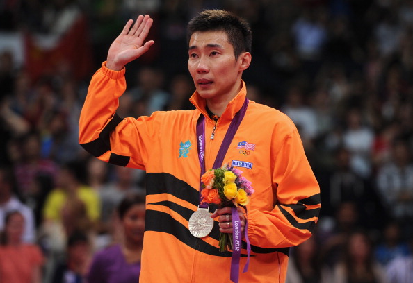 LONDON, ENGLAND - AUGUST 05: Chong Wei Lee of Malaysia stands with his Silver medal on the podium following the Men's Singles Badminton Gold Medal match on Day 9 of the London 2012 Olympic Games at Wembley Arena on August 5, 2012 in London, England. (Photo by Michael Regan/Getty Images)