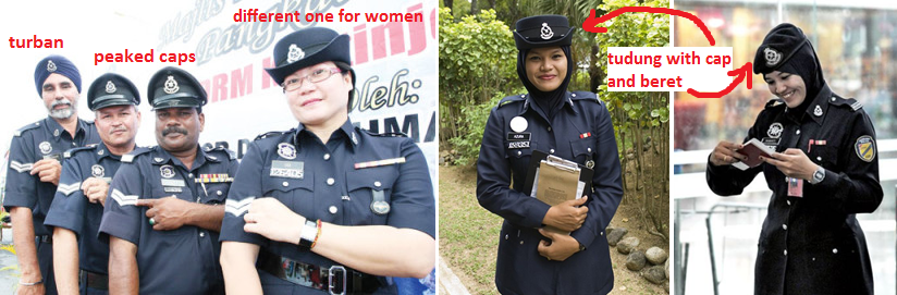 malaysia police headgear cap beret turban tudung