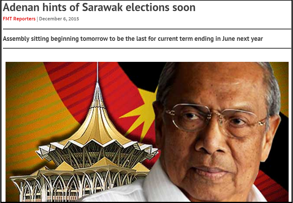 Adenan hints of Sarawak elections soon Free Malaysia Today