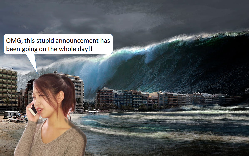 girl phone annoyed tsunami Image from shutterstock and still from Km Music on YouTube