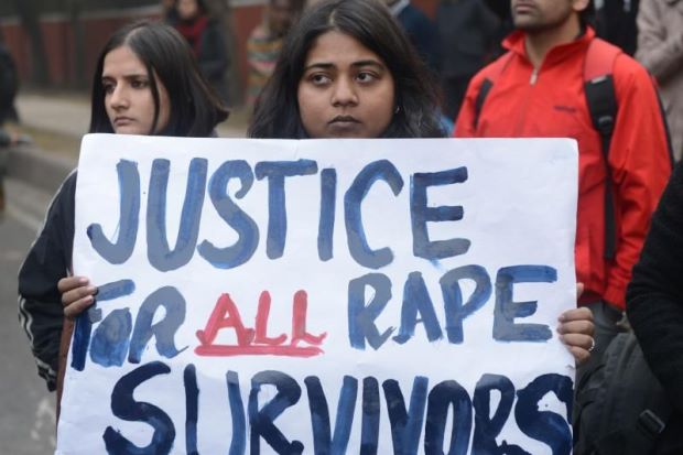 justice for rape victims placard student protest. Image from The Star