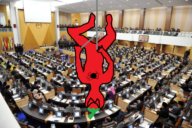 red spiderman ciliman cilisos dewan rakyat parliament. Image from gstmalaysiainfo.com.