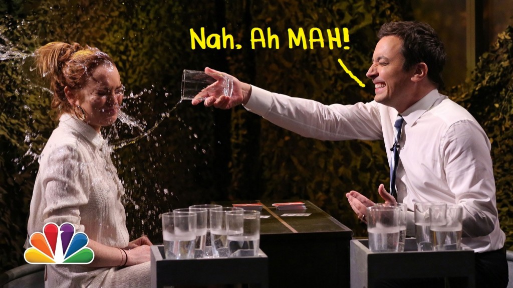 throwing water jimmy fallon lindsay lohan