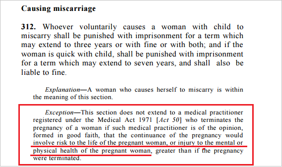 penal code section 312 miscarriage abortion exception