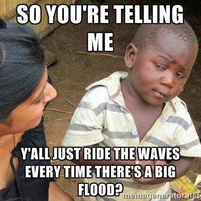 ride waves flood african kid