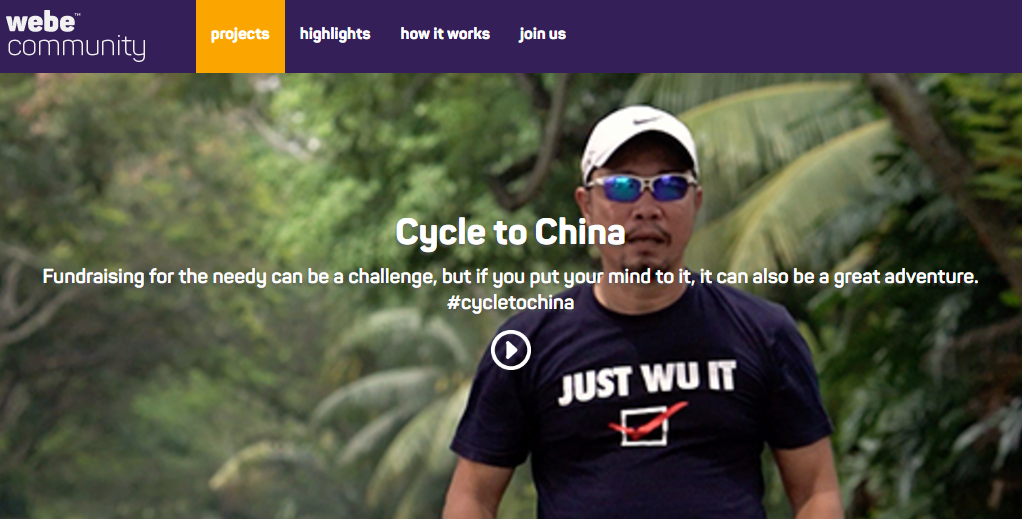 Cycle to China webe The new crowdbacking platform