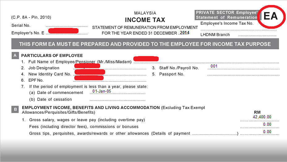 income tax ea form