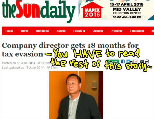businessman jailed tax evasion Screenshot from The Sun Daily