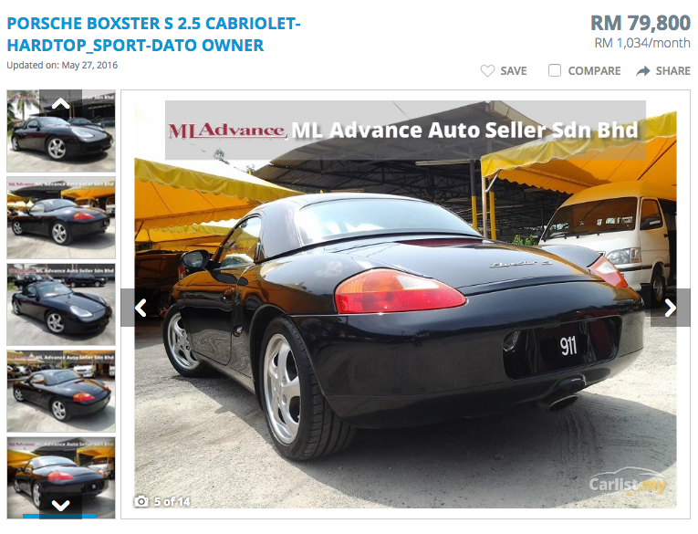 We found a 2007 Porsche Boxter for RM79k! Screengrab from carlist.my