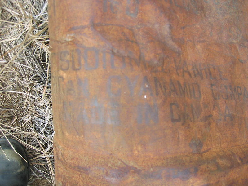 old cyanide drum at abandoned mine