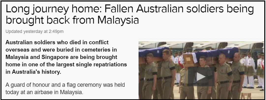 Long journey home Fallen Australian soldiers being brought back from Malaysia ABC News Australian Broadcasting Corporation