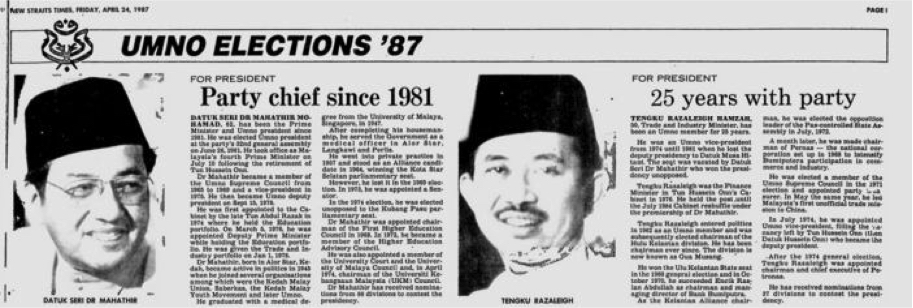 umno elections 1987
