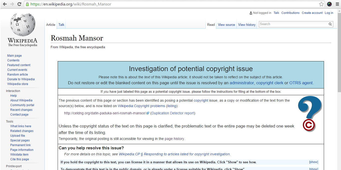 rosmah mansor wikipedia page has nothing