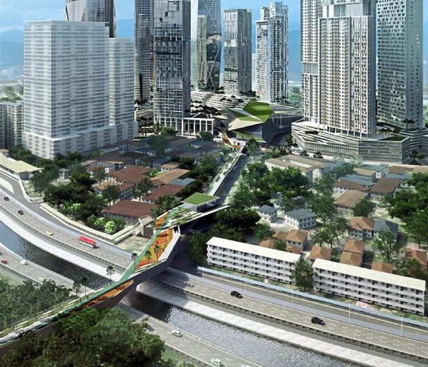 A pedestrian walkway that links Kampung Baru directly into KLCC. Image from The Star